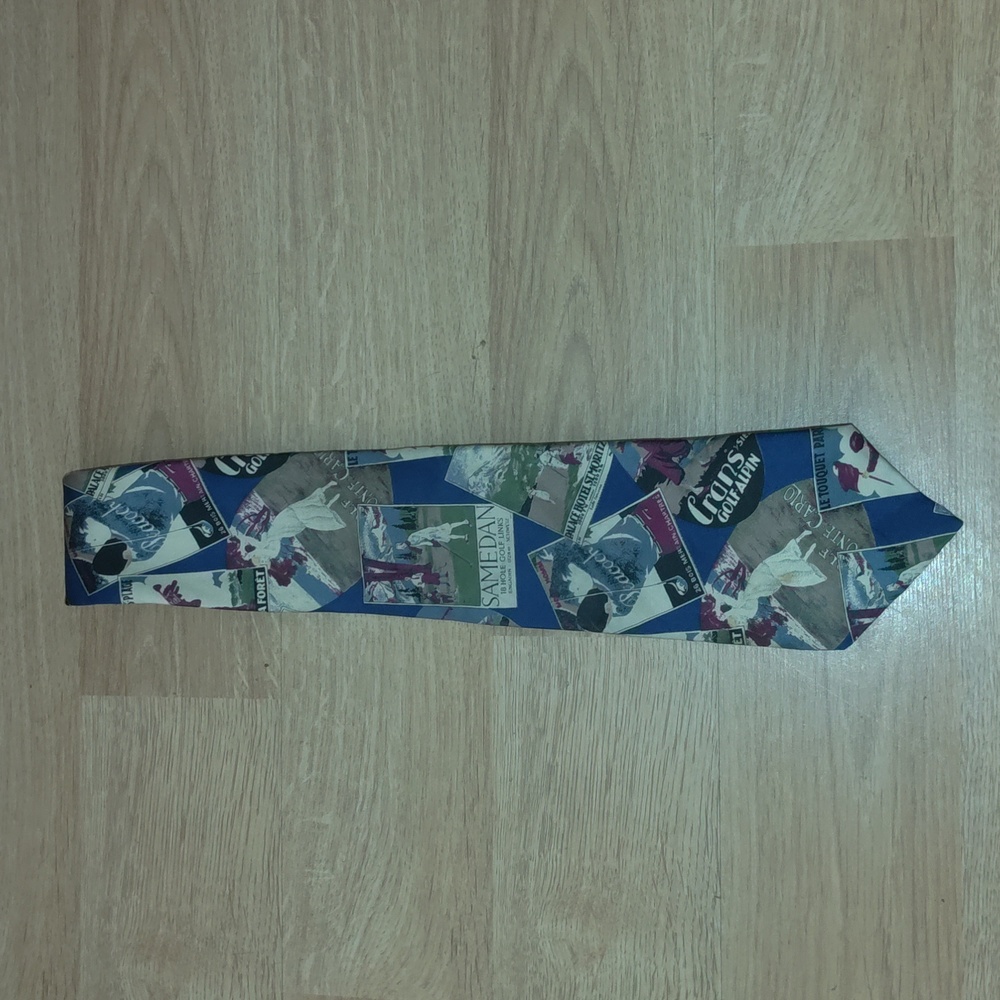 L'Atelier France French Golf Courses Italian Silk Tie Made USA Monte Carlos